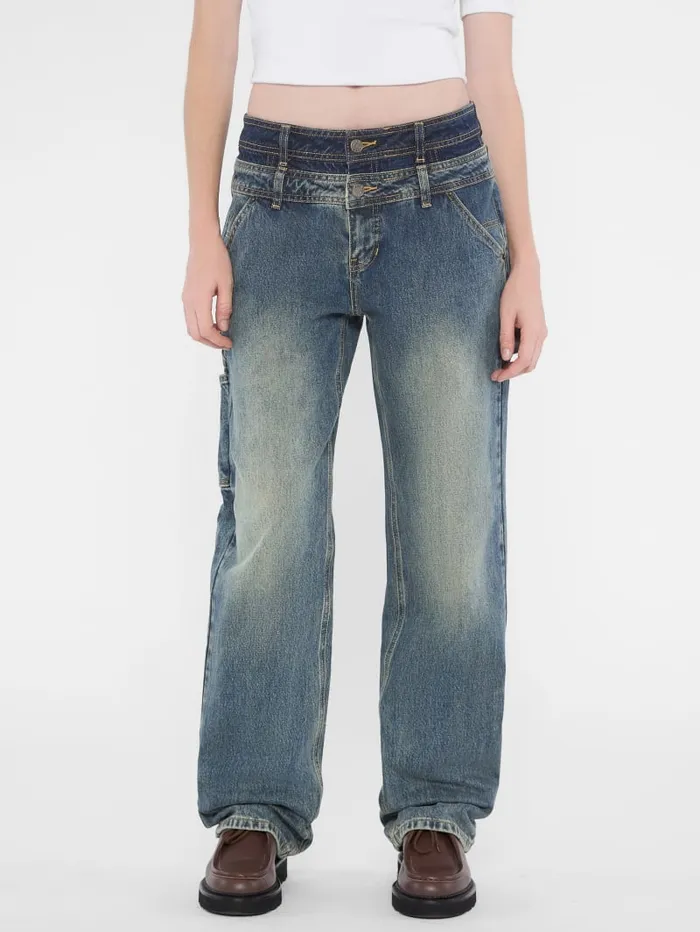 GUESS Jeans and Pants Originals Double Waistband Carpenter Jeans Blue 8211 Women