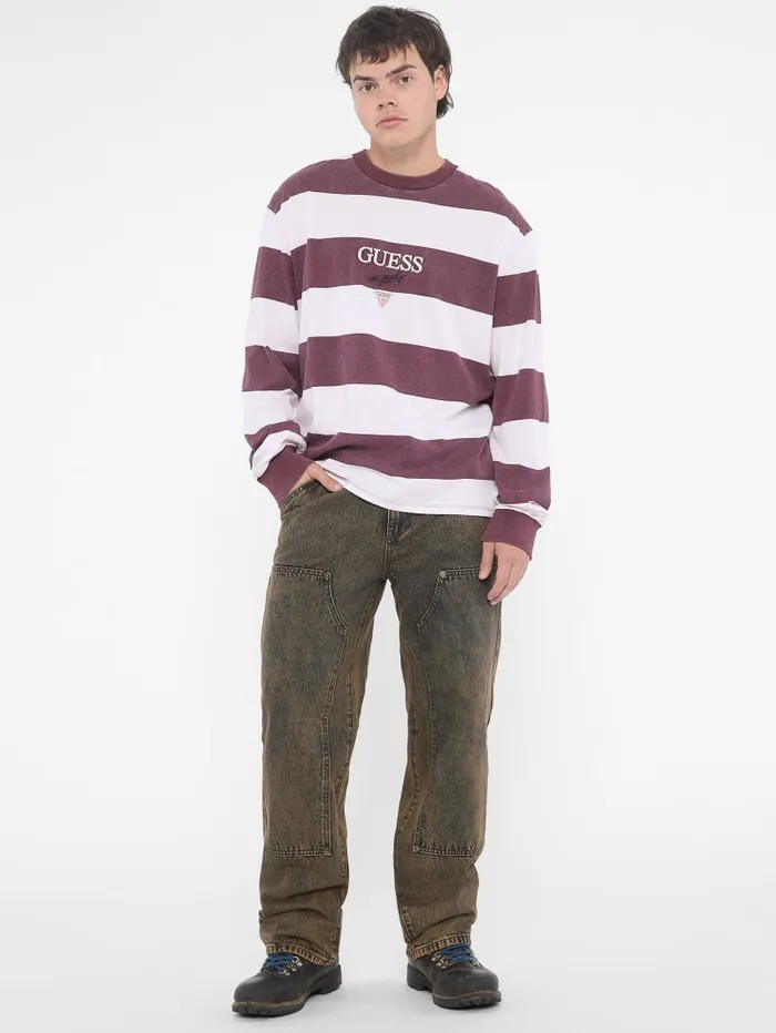 GUESS Men Originals Striped LongSleeve Tee Red 8211 Men