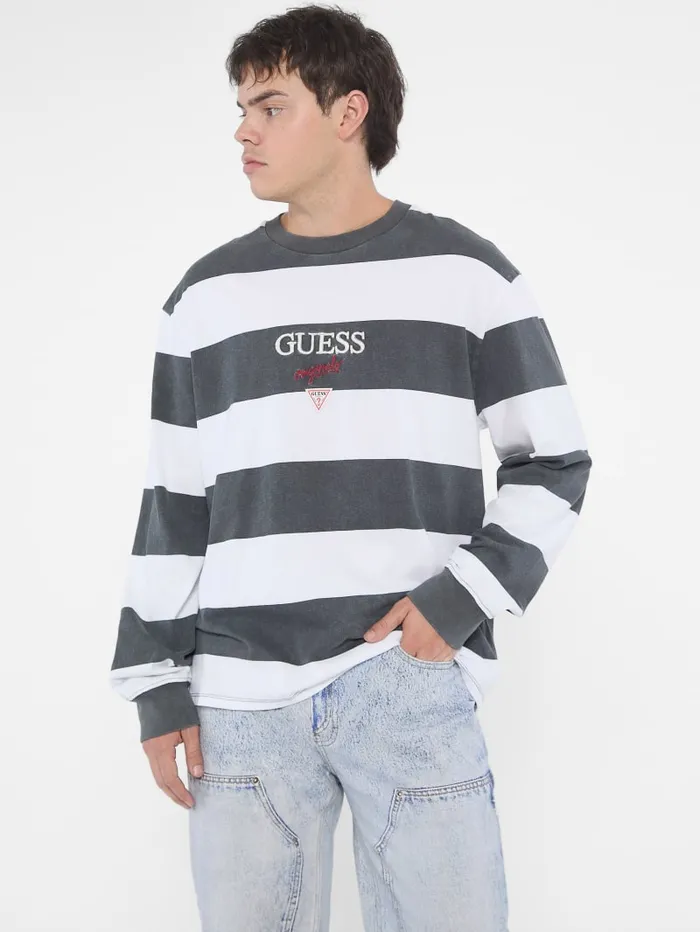 GUESS Men Originals Striped LongSleeve Tee Red 8211 Men