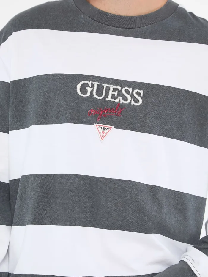 GUESS Men Originals Striped LongSleeve Tee Red 8211 Men