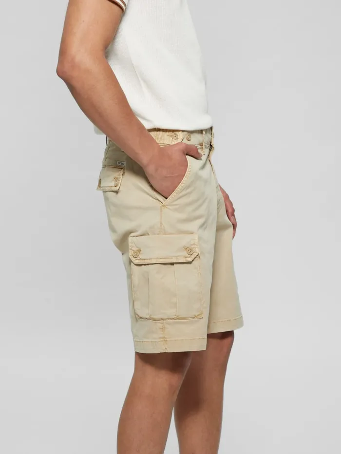 GUESS Pants and Shorts Twill Cargo Shorts Beige 8211 Men