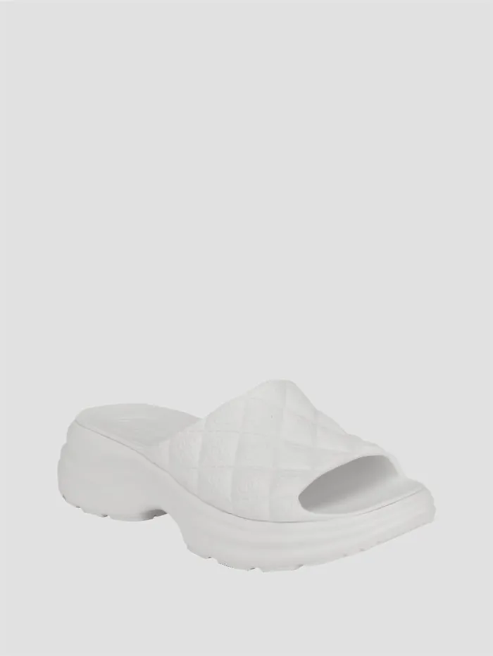 GUESS Sale Fenixy Quattro G Slides White 8211 Women