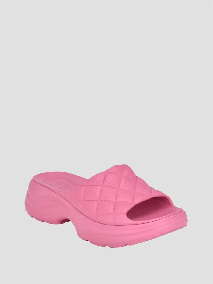 GUESS Sale Fenixy Quattro G Slides White 8211 Women