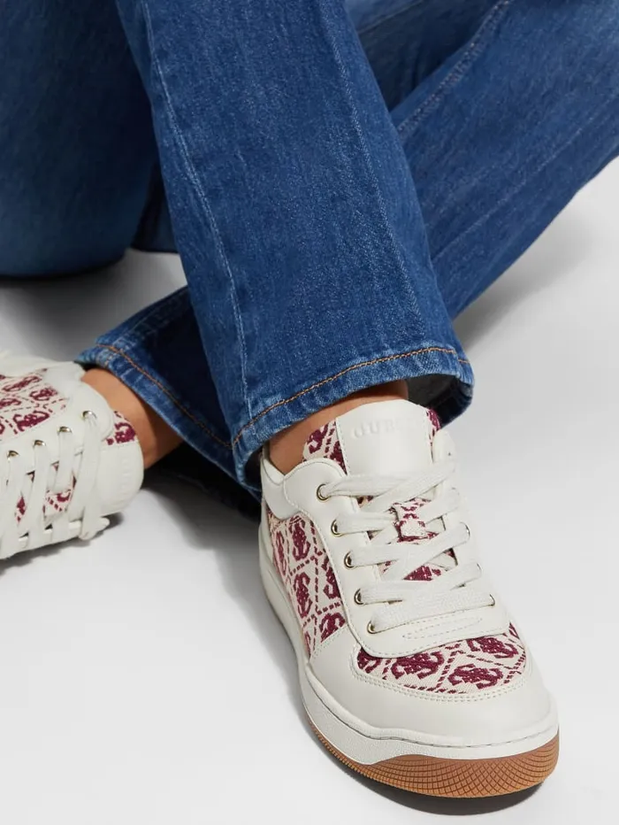 GUESS Sale Invited Jacquard Low Top Brown 8211 Women