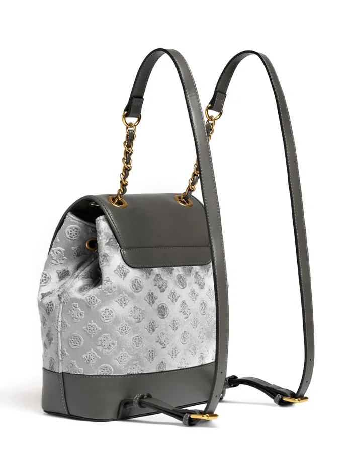 GUESS Sale Kimi Velvet Backpack Gray 8211 Women