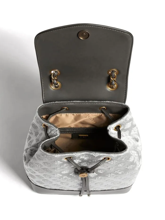 GUESS Sale Kimi Velvet Backpack Gray 8211 Women