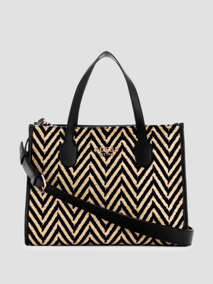 GUESS Sale Silvana Chevron Tote Black 8211 Women