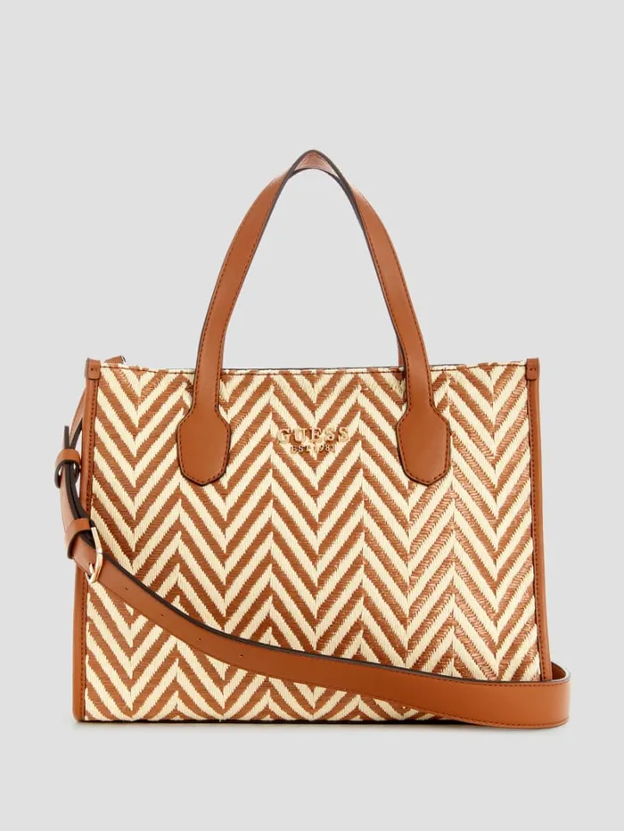 GUESS Sale Silvana Chevron Tote Black 8211 Women