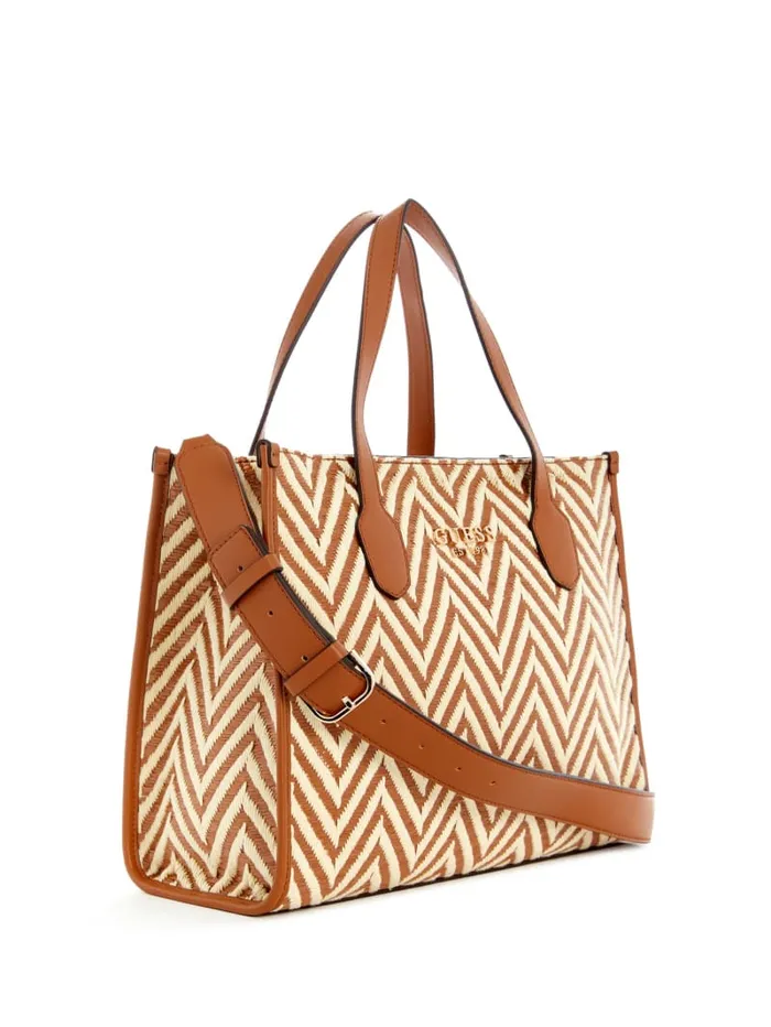 GUESS Sale Silvana Chevron Tote Black 8211 Women