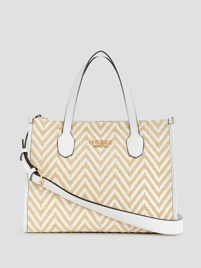 GUESS Sale Silvana Chevron Tote Black 8211 Women