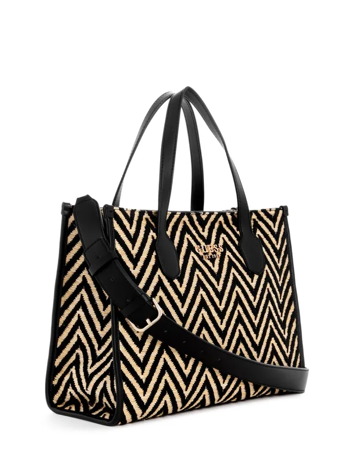 GUESS Sale Silvana Chevron Tote Black 8211 Women