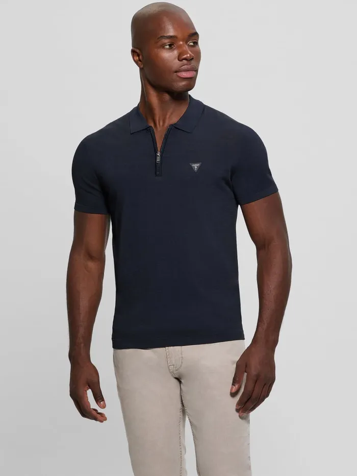 GUESS Shirts Dane Zip Polo Grey 8211 Men