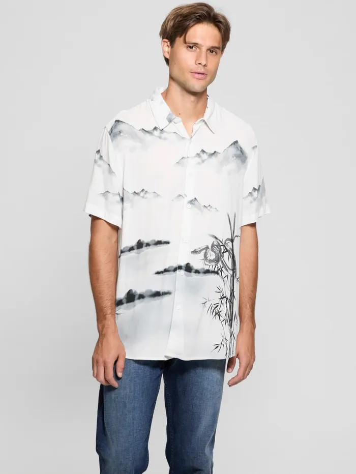 GUESS Shirts Eco Bamboo Snake Shirt Blackwhite 8211 Men