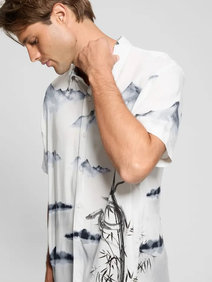 GUESS Shirts Eco Bamboo Snake Shirt Blackwhite 8211 Men