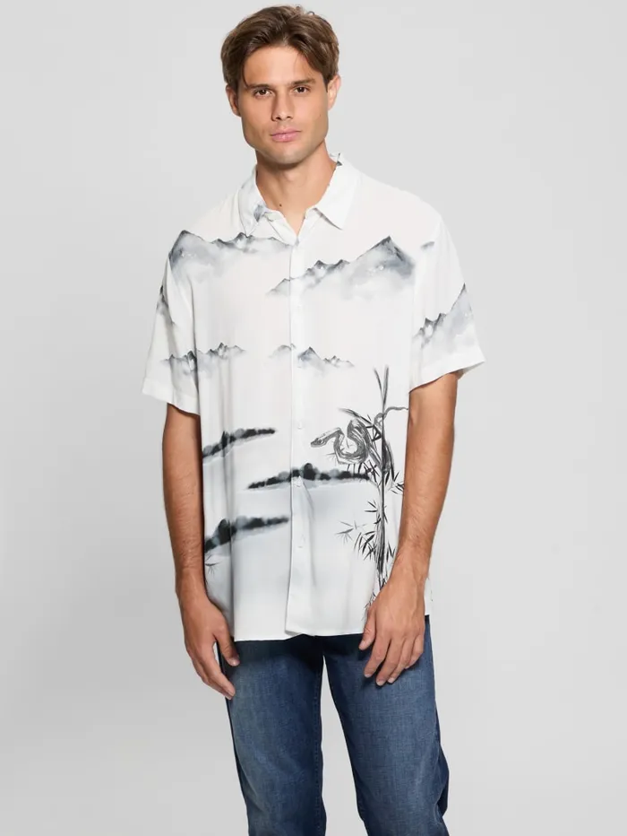 GUESS Shirts Eco Bamboo Snake Shirt Blackwhite 8211 Men