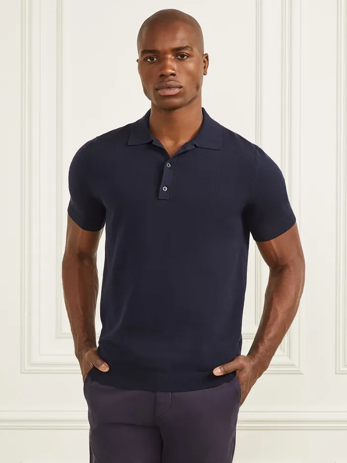 GUESS Shirts Formal Performance Sweater Polo Blue 8211 Men