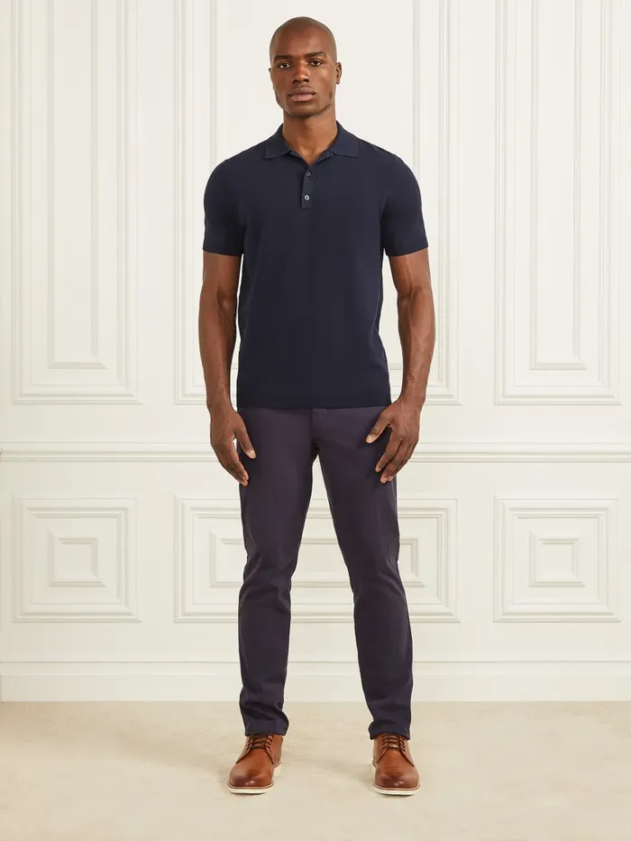 GUESS Shirts Formal Performance Sweater Polo Blue 8211 Men