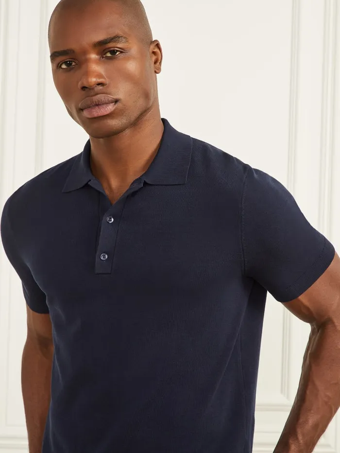 GUESS Shirts Formal Performance Sweater Polo Blue 8211 Men
