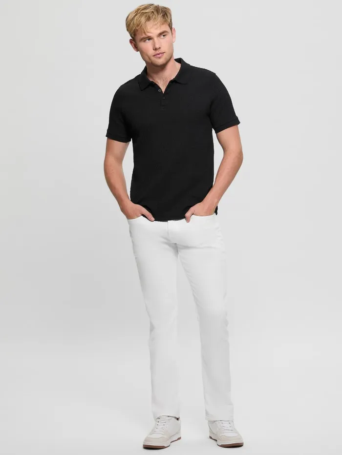 GUESS Shirts Houndstooth Jacquard Polo Shirt Black 8211 Men