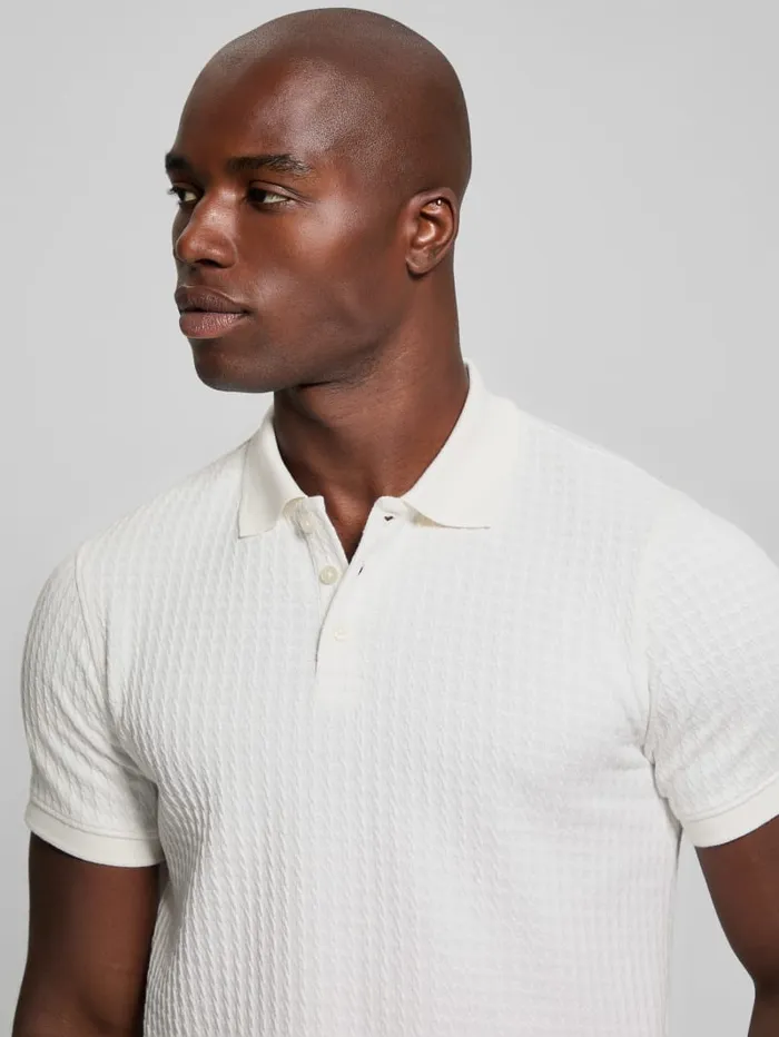 GUESS Shirts Houndstooth Jacquard Polo Shirt Black 8211 Men