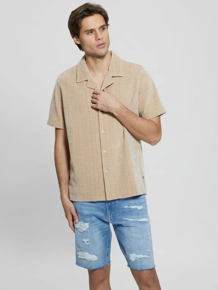 GUESS Shirts Imperial Textured Knit Shirt Beige 8211 Men