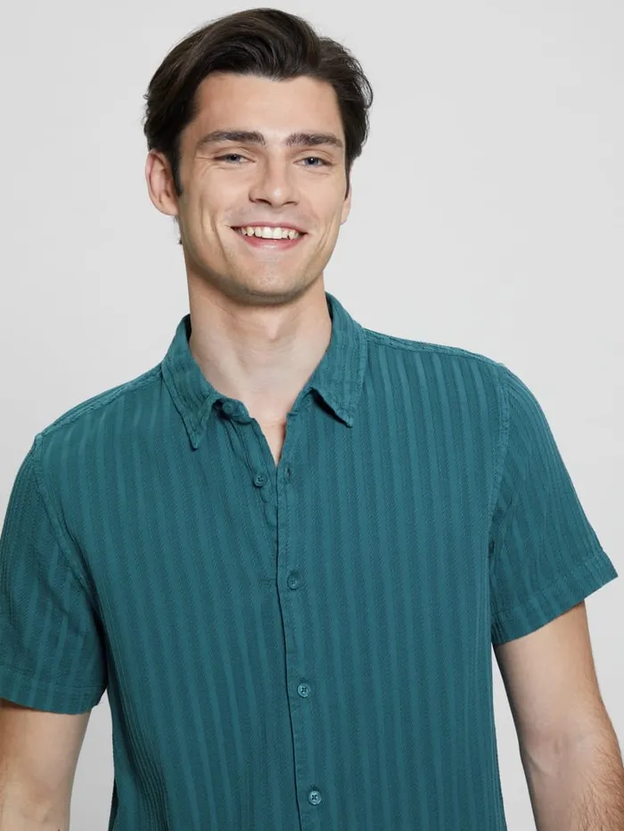 GUESS Shirts Pillar Dobby Shirt Turquoise 8211 Men