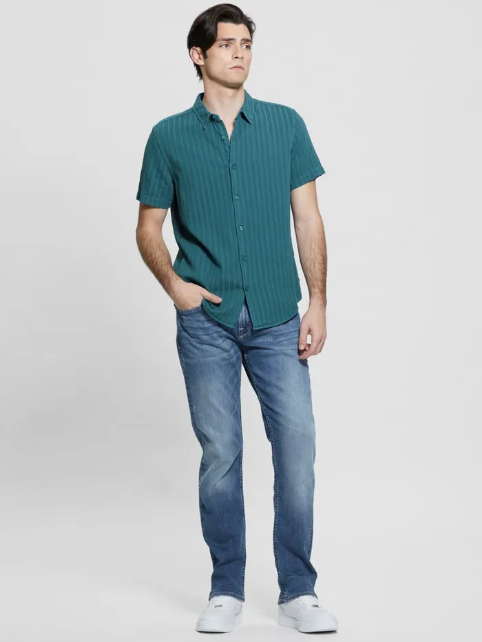 GUESS Shirts Pillar Dobby Shirt Turquoise 8211 Men