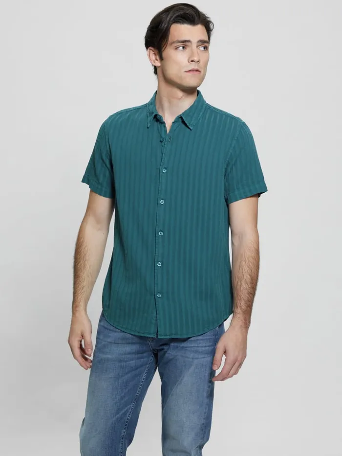 GUESS Shirts Pillar Dobby Shirt Turquoise 8211 Men