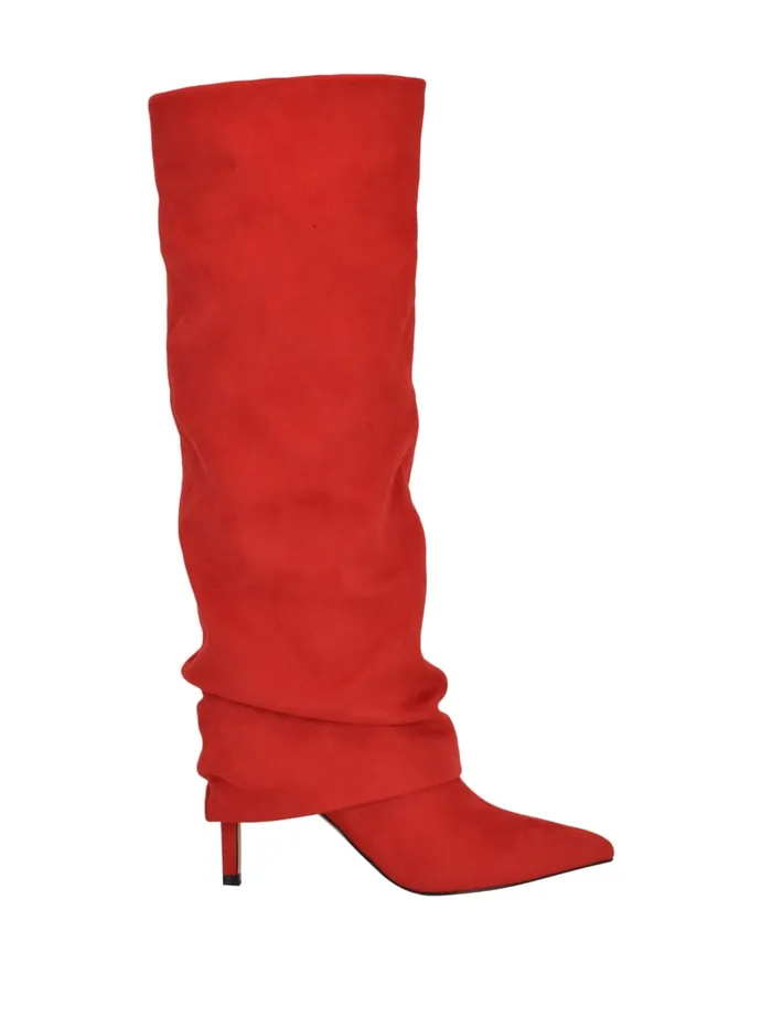 GUESS Shoes Natha Suede Slouchy Boots Red 8211 Women