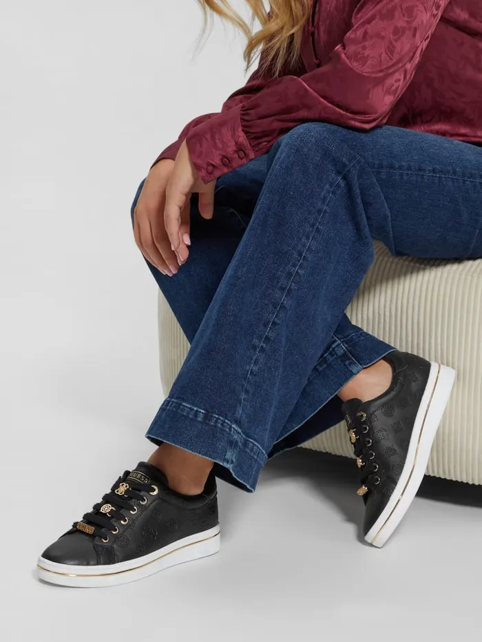 GUESS Shoes Stasey Debossed LowTop Sneakers Black 8211 Women