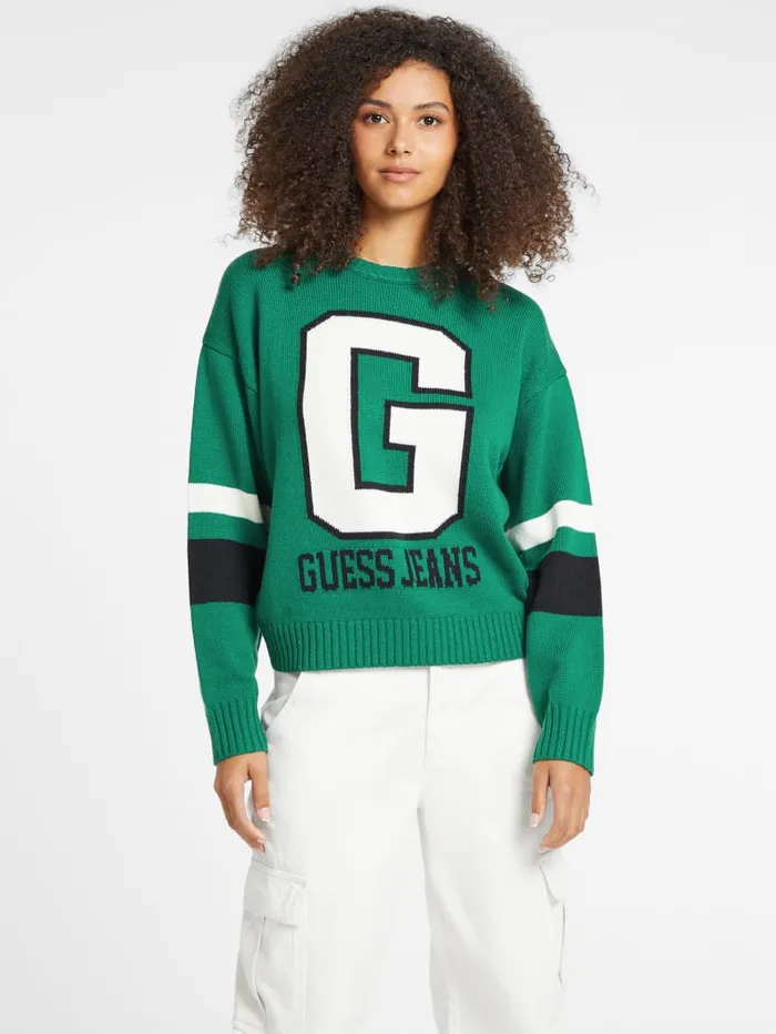 GUESS Sweaters and Knits WoolBlend Logo Sweater Green 8211 Women