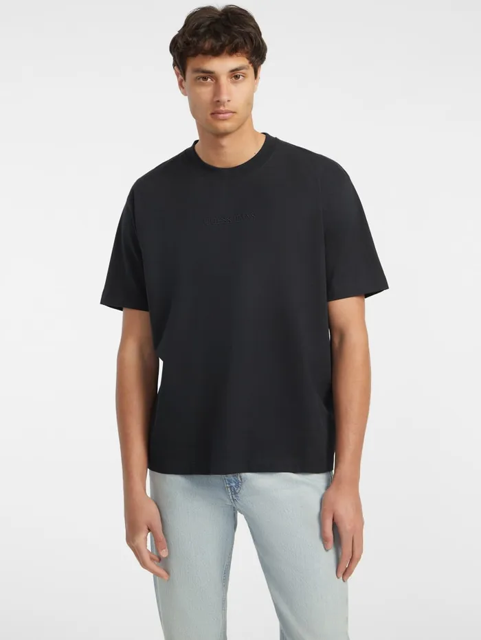 GUESS T Shirts and Tanks Embroidered Logo Tee Pink 8211 Men