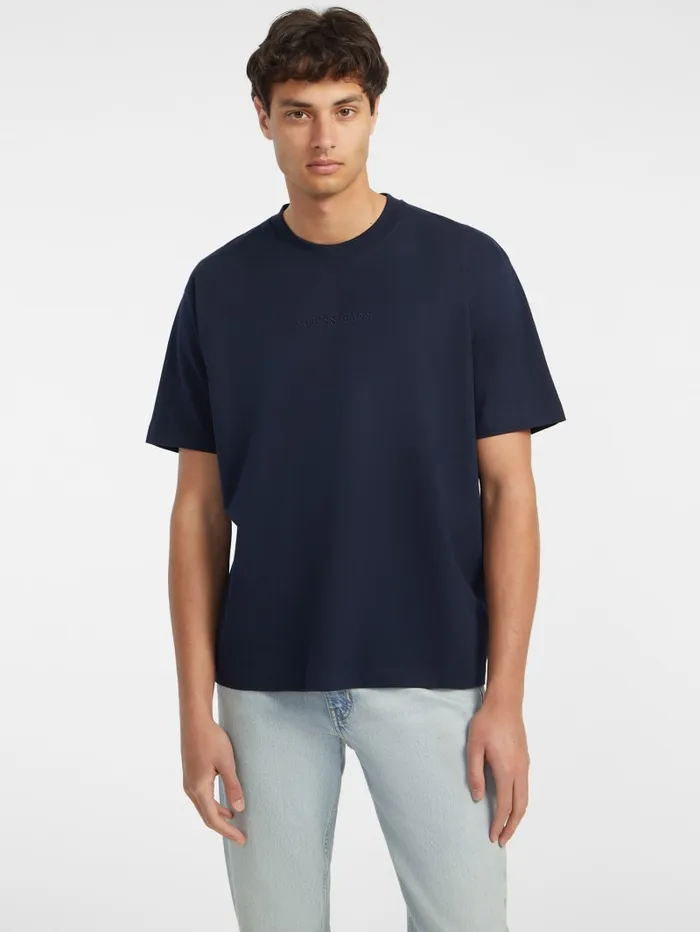 GUESS T Shirts and Tanks Embroidered Logo Tee Pink 8211 Men