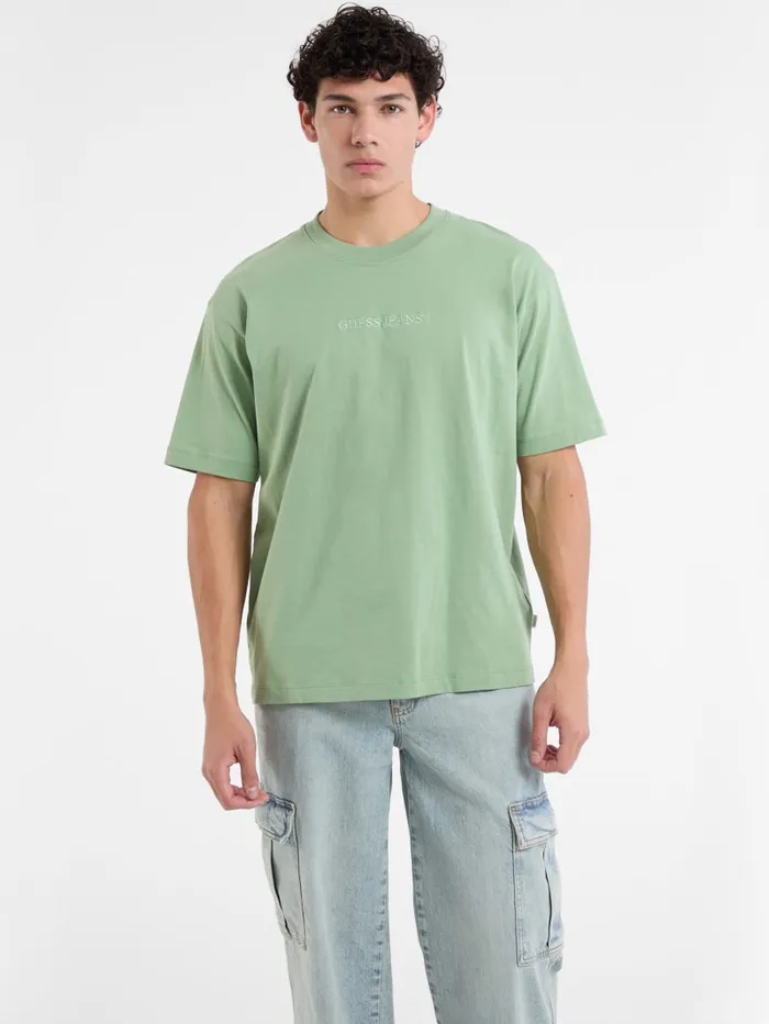 GUESS T Shirts and Tanks Embroidered Logo Tee Pink 8211 Men