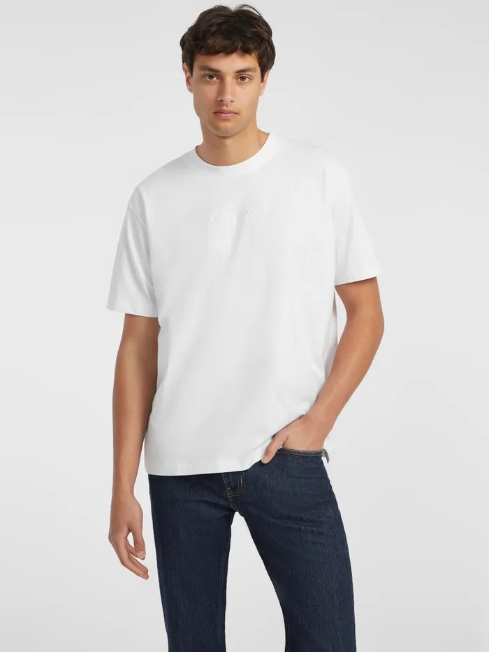 GUESS T Shirts and Tanks Embroidered Logo Tee White 8211 Men