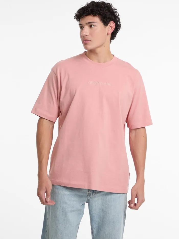 GUESS T Shirts and Tanks Embroidered Logo Tee White 8211 Men