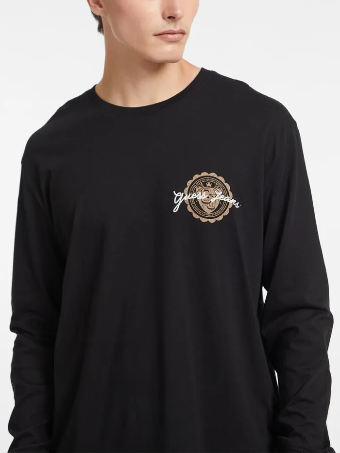 GUESS T Shirts and Tanks Stamp Logo LongSleeve Tee Blue 8211 Men