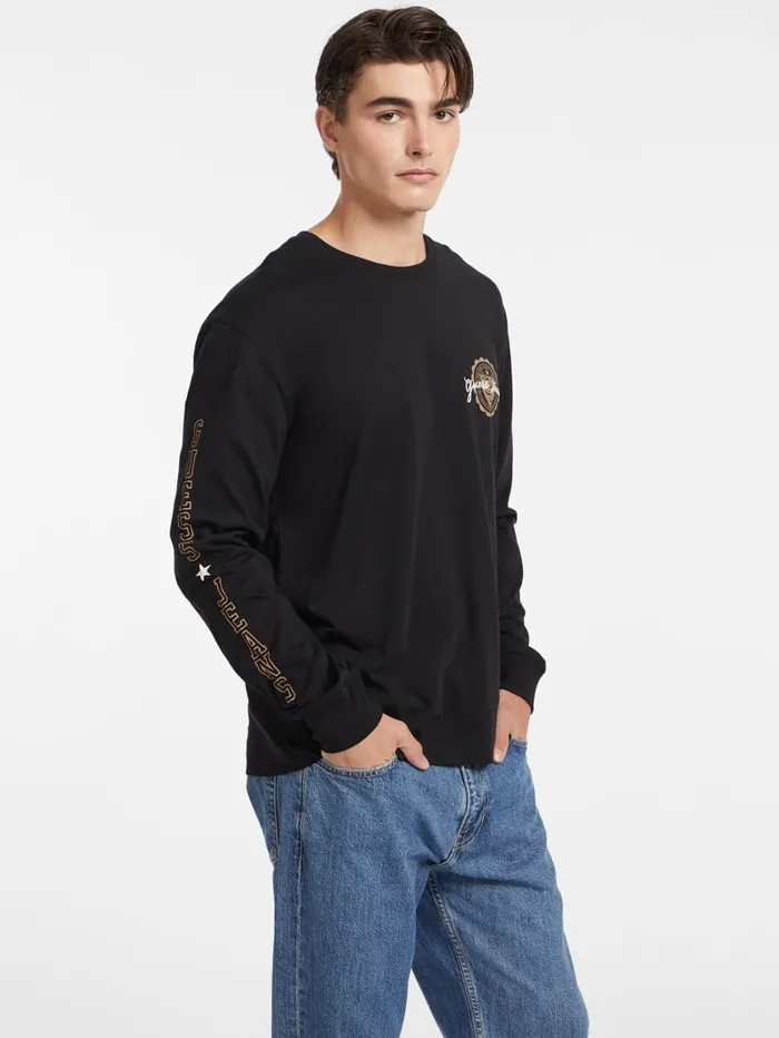 GUESS T Shirts and Tanks Stamp Logo LongSleeve Tee Blue 8211 Men