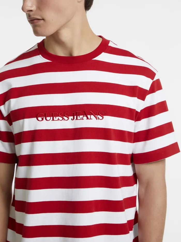 GUESS T Shirts and Tanks Striped Logo Tee Blackwhite 8211 Men