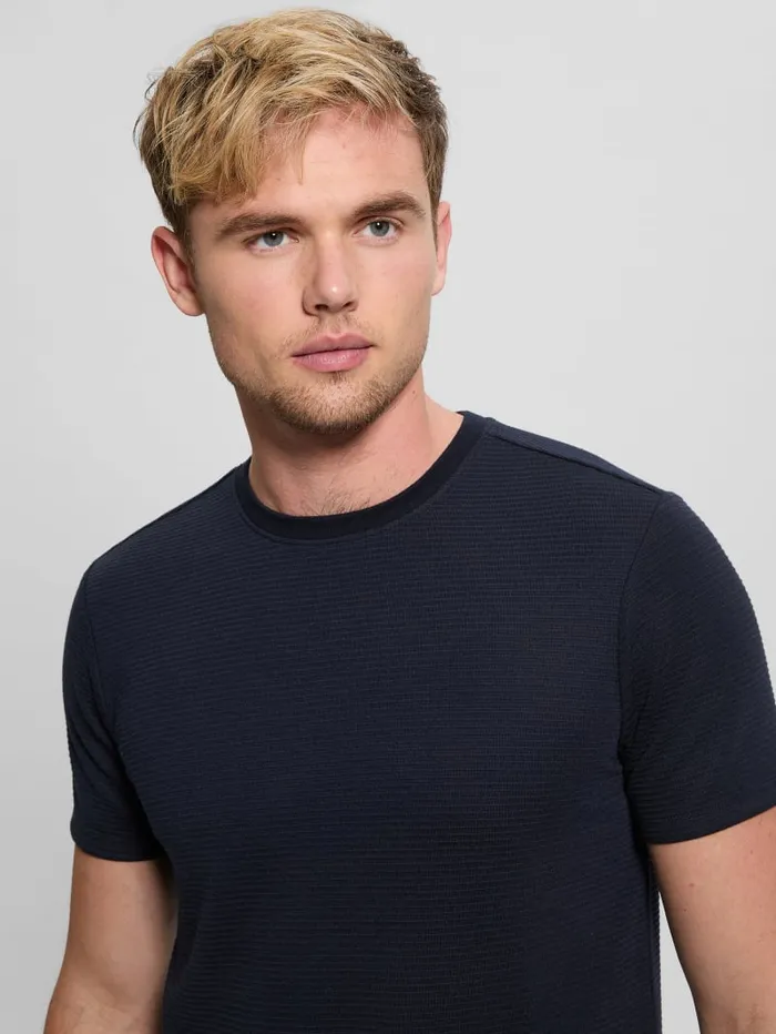 GUESS T Shirts and Tanks Textured Stripe Tee Blue 8211 Men