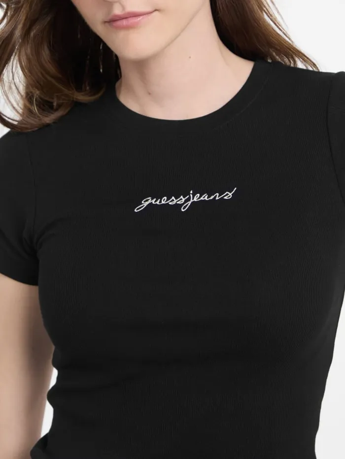 GUESS Tops and Tees Eco Crewneck Logo Tee Black 8211 Women