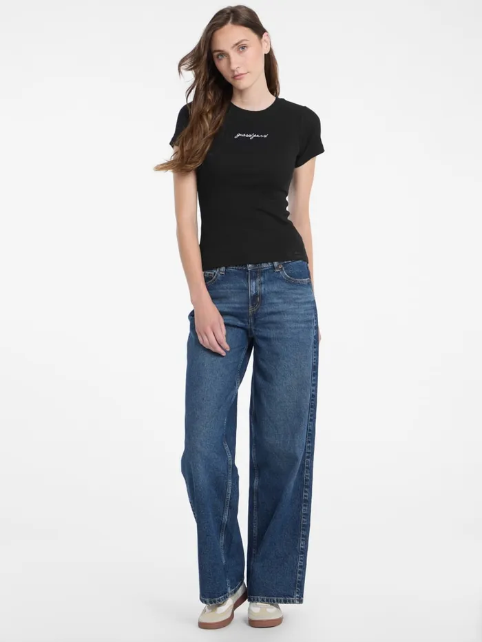 GUESS Tops and Tees Eco Crewneck Logo Tee Black 8211 Women