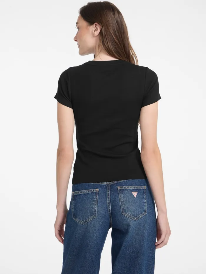 GUESS Tops and Tees Eco Crewneck Logo Tee Black 8211 Women