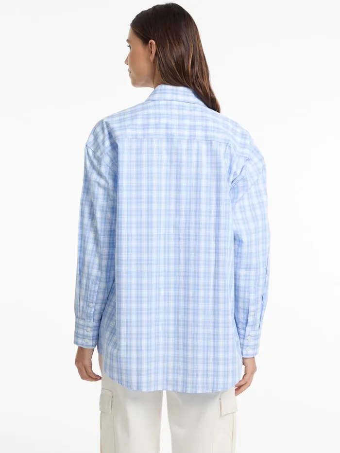 GUESS Tops and Tees Eco Oversized Plaid Poplin Shirt Pink 8211 Women