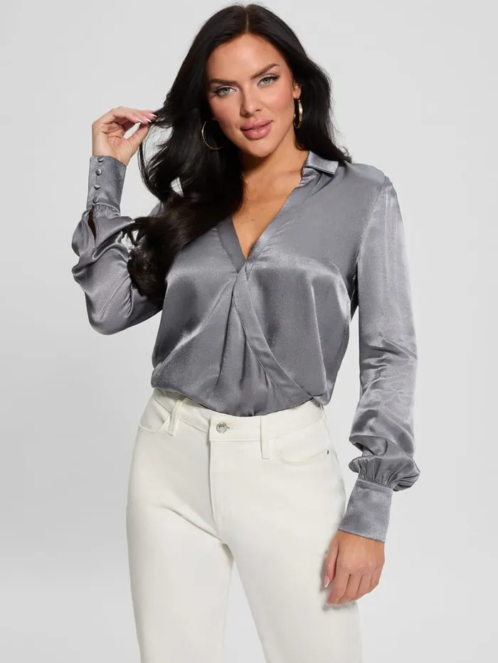 GUESS Tops Charmed Woven Bodysuit Black 8211 Women