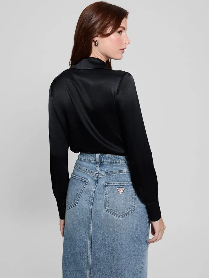 GUESS Tops Charmed Woven Bodysuit Black 8211 Women