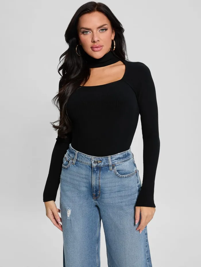 GUESS Tops Cutout Ribbed Top Black 8211 Women