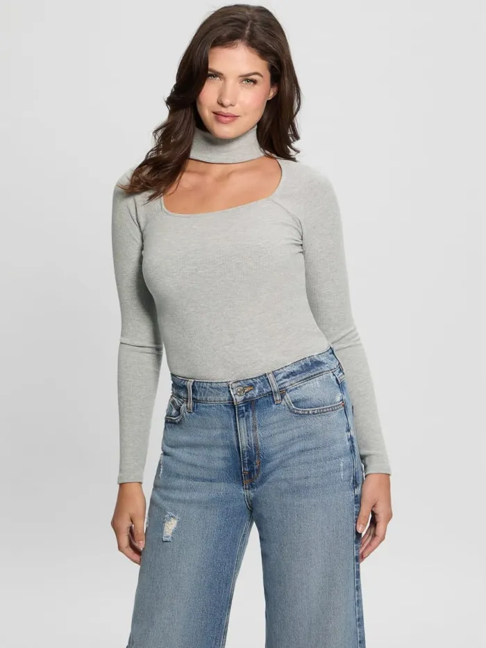 GUESS Tops Cutout Ribbed Top Black 8211 Women