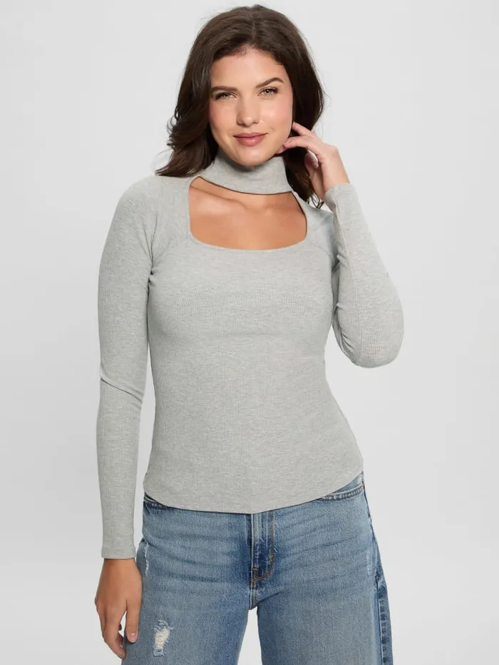 GUESS Tops Cutout Ribbed Top Black 8211 Women