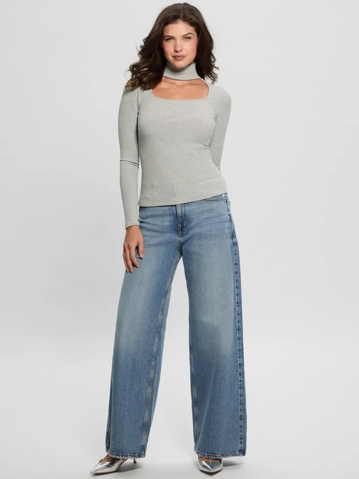 GUESS Tops Cutout Ribbed Top Black 8211 Women